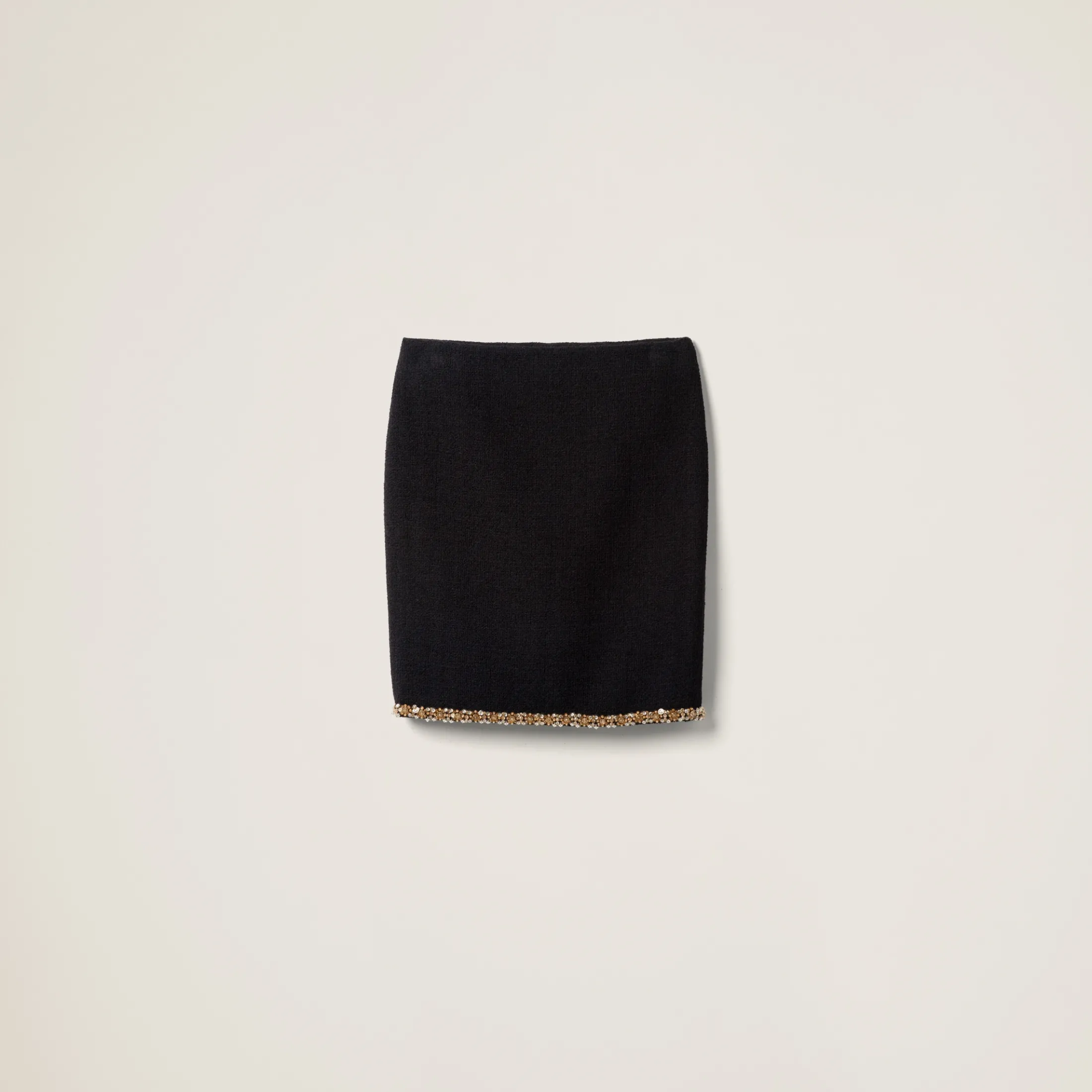 Black Embroidered Tweed Skirt | Miu Miu