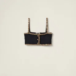 Black Embroidered Tweed Top | Miu Miu
