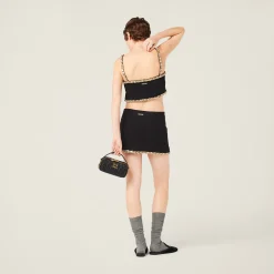 Black Embroidered Tweed Top | Miu Miu