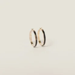 Black Enameled Metal Earrings | Miu Miu
