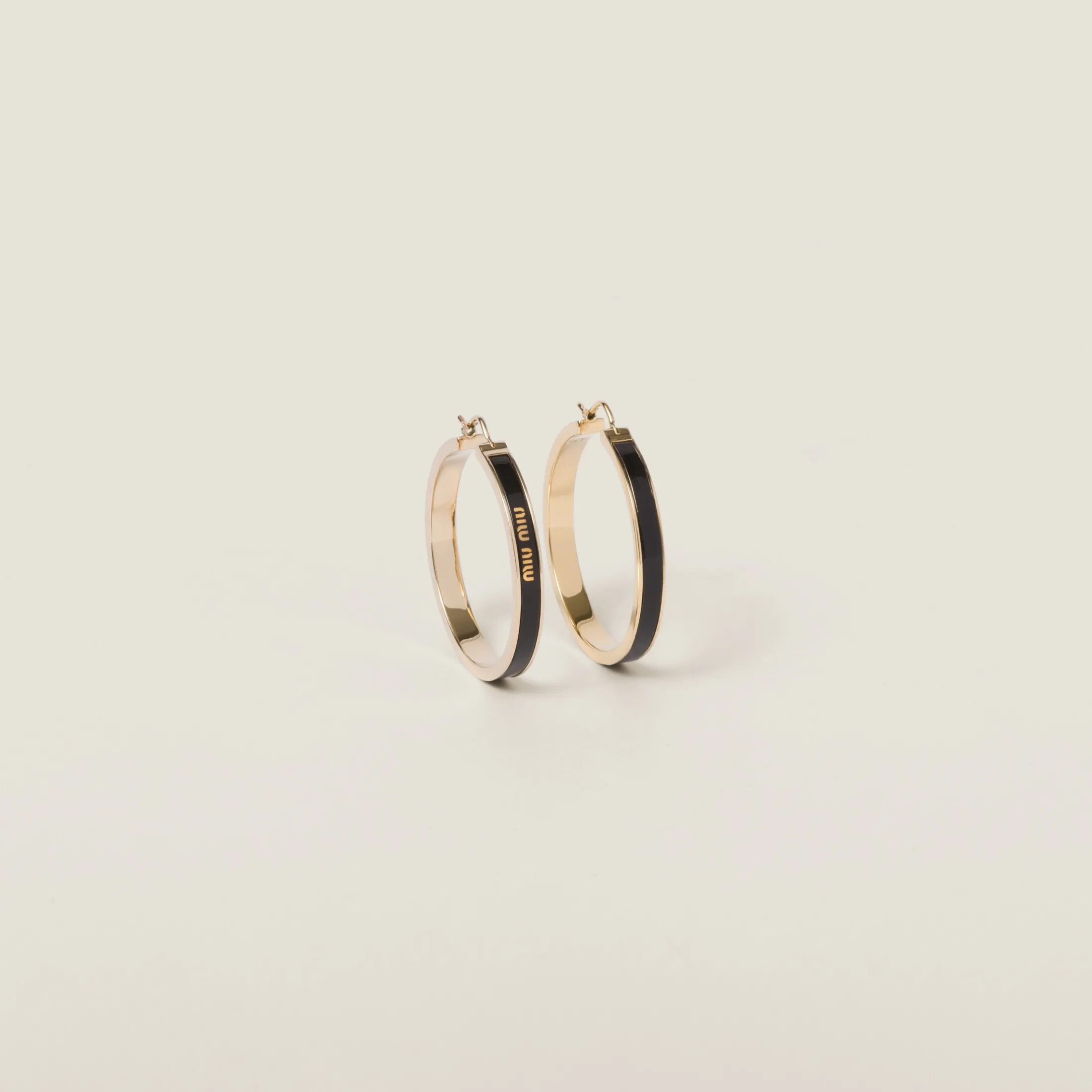 Black Enameled Metal Earrings | Miu Miu