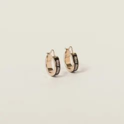 Black Enameled Metal Earrings | Miu Miu