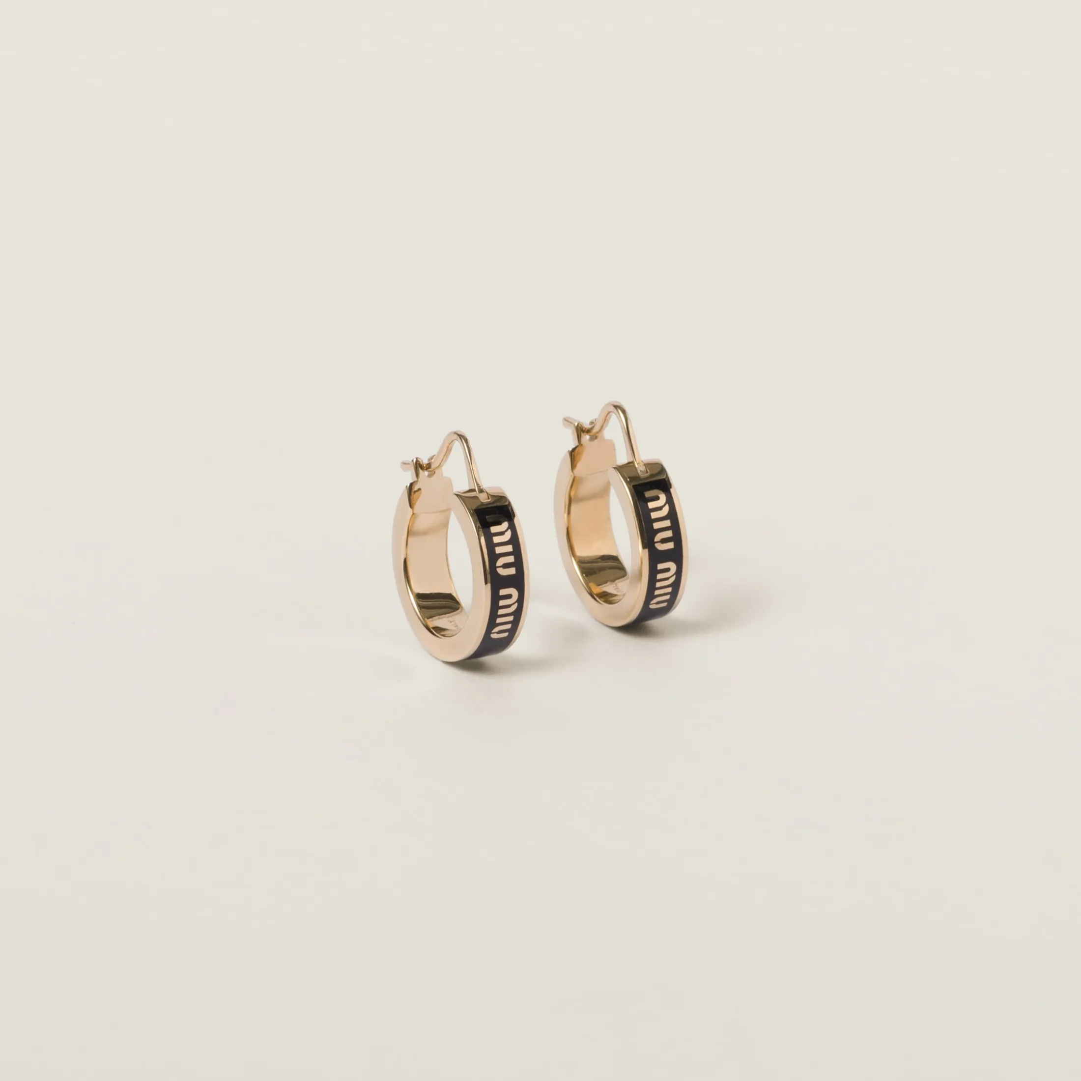 Black Enameled Metal Earrings | Miu Miu