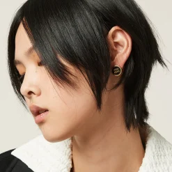 Black Enameled Metal Earrings | Miu Miu