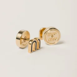 Black Enameled Metal Earrings | Miu Miu
