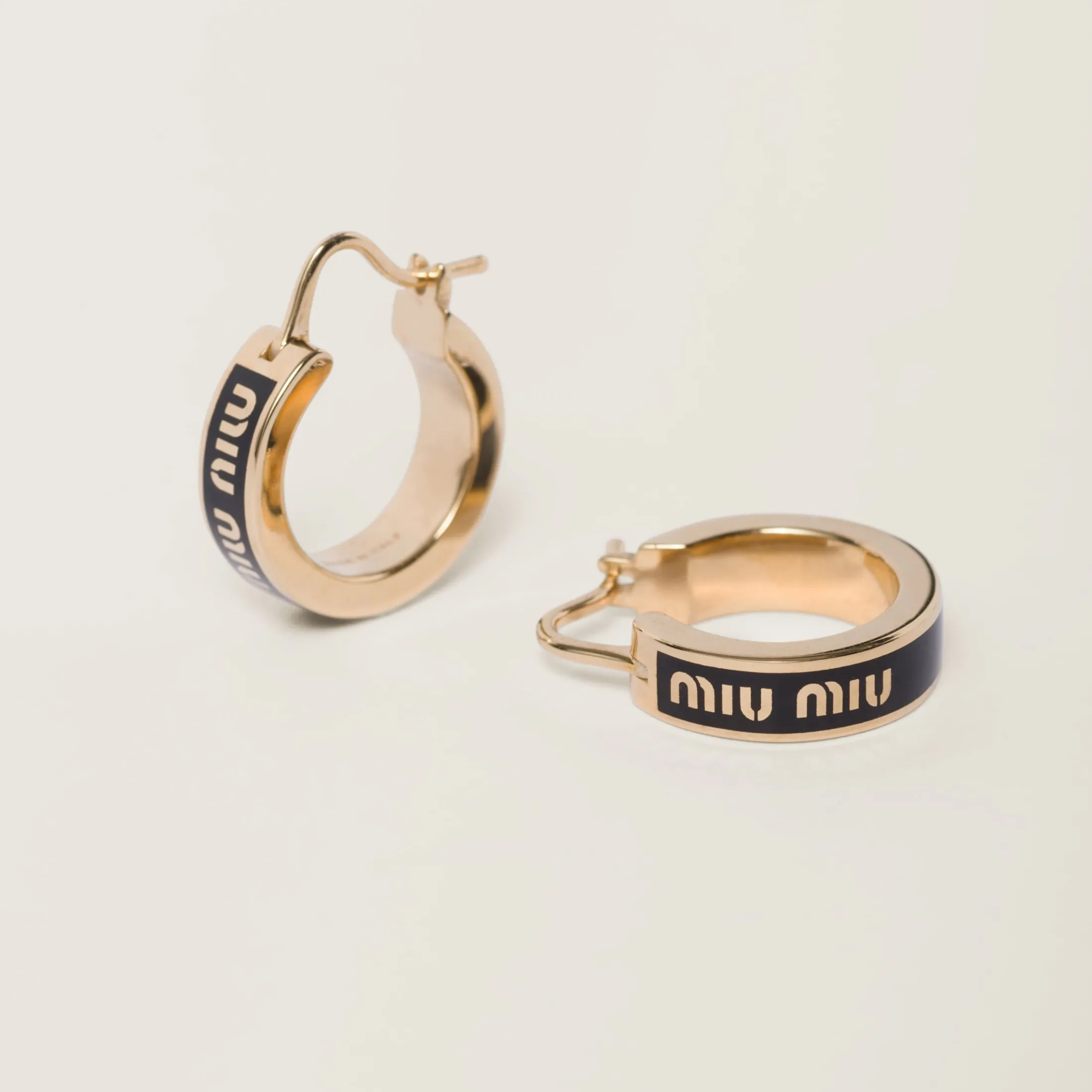 Black Enameled Metal Earrings | Miu Miu