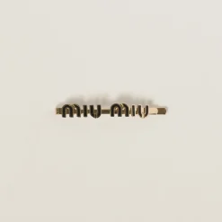 Black Enameled Metal Hair Clip | Miu Miu