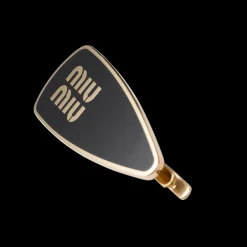 Black Enameled Metal Hair Clip | Miu Miu