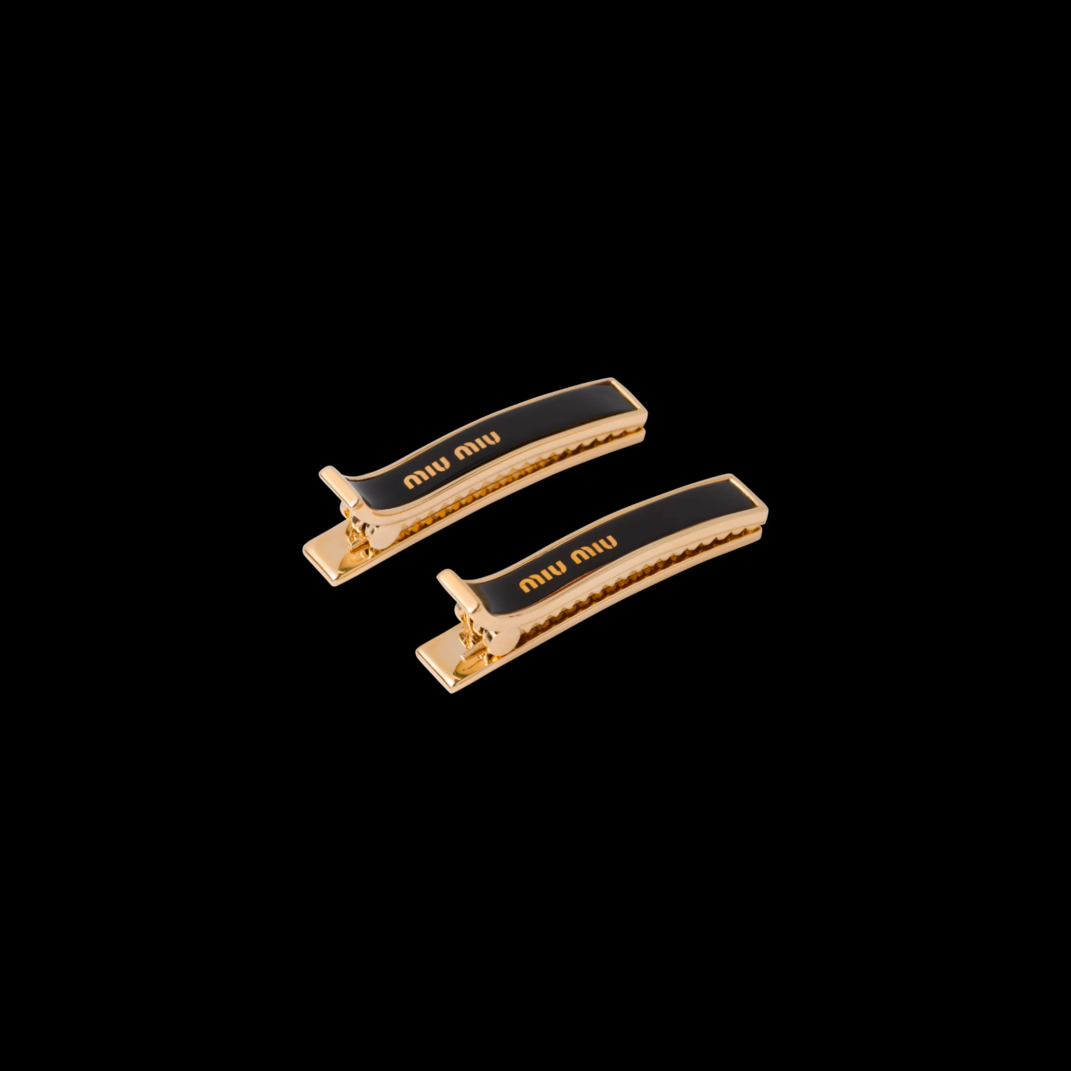 Black Enameled Metal Hair Clips | Miu Miu