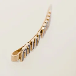 Black Enameled Metal Hair Clip | Miu Miu