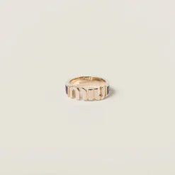 Black Enameled Metal Ring | Miu Miu