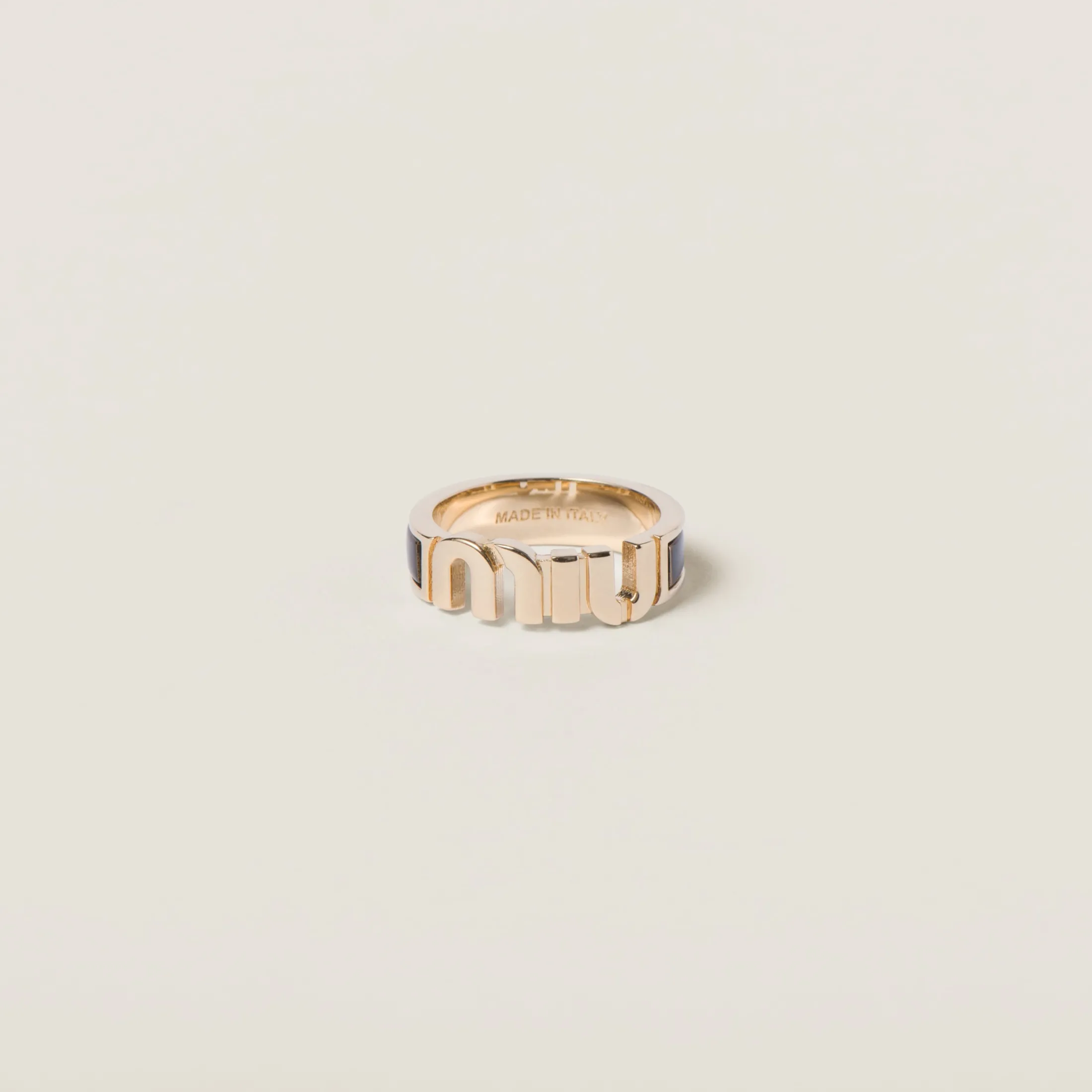 Black Enameled Metal Ring | Miu Miu