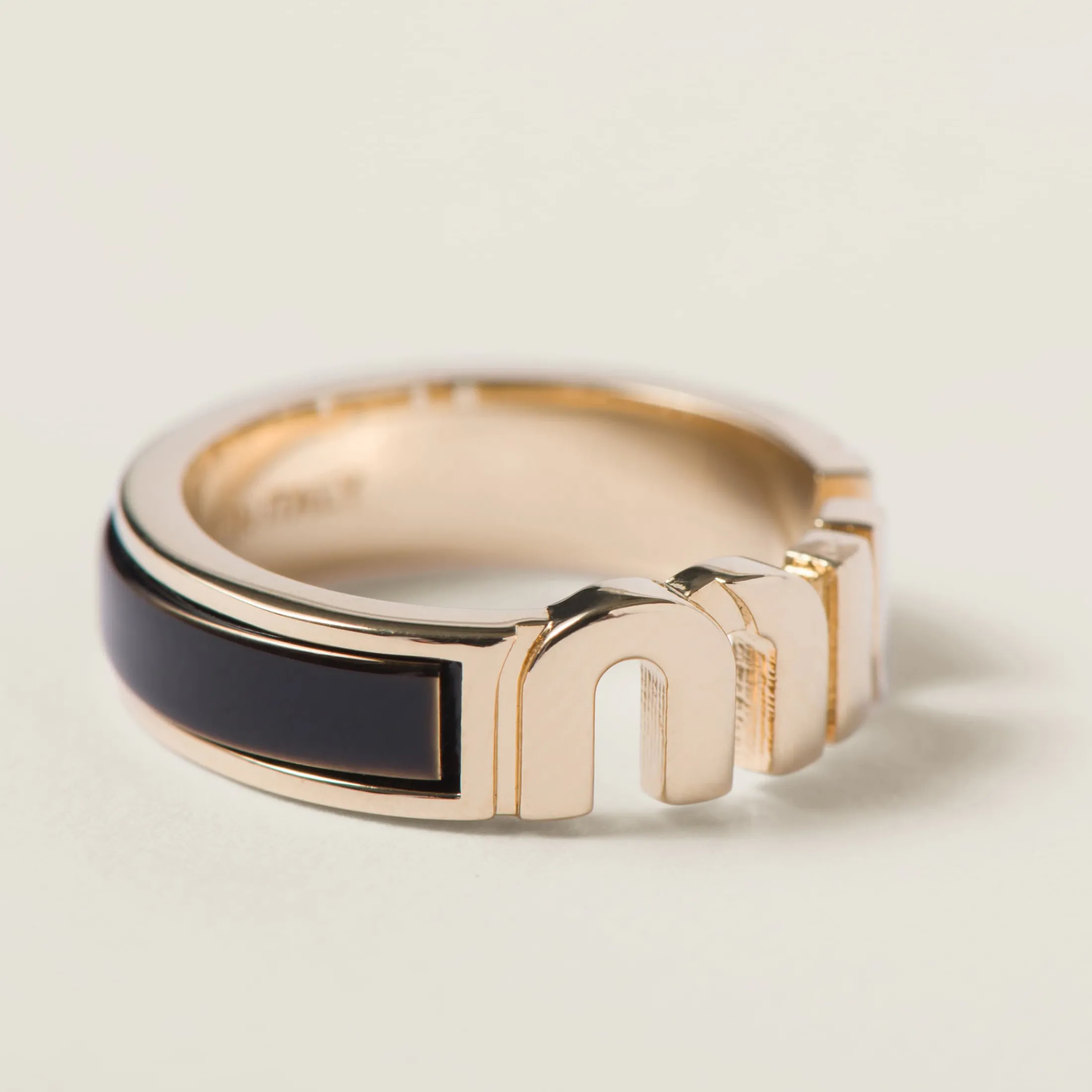 Black Enameled Metal Ring | Miu Miu
