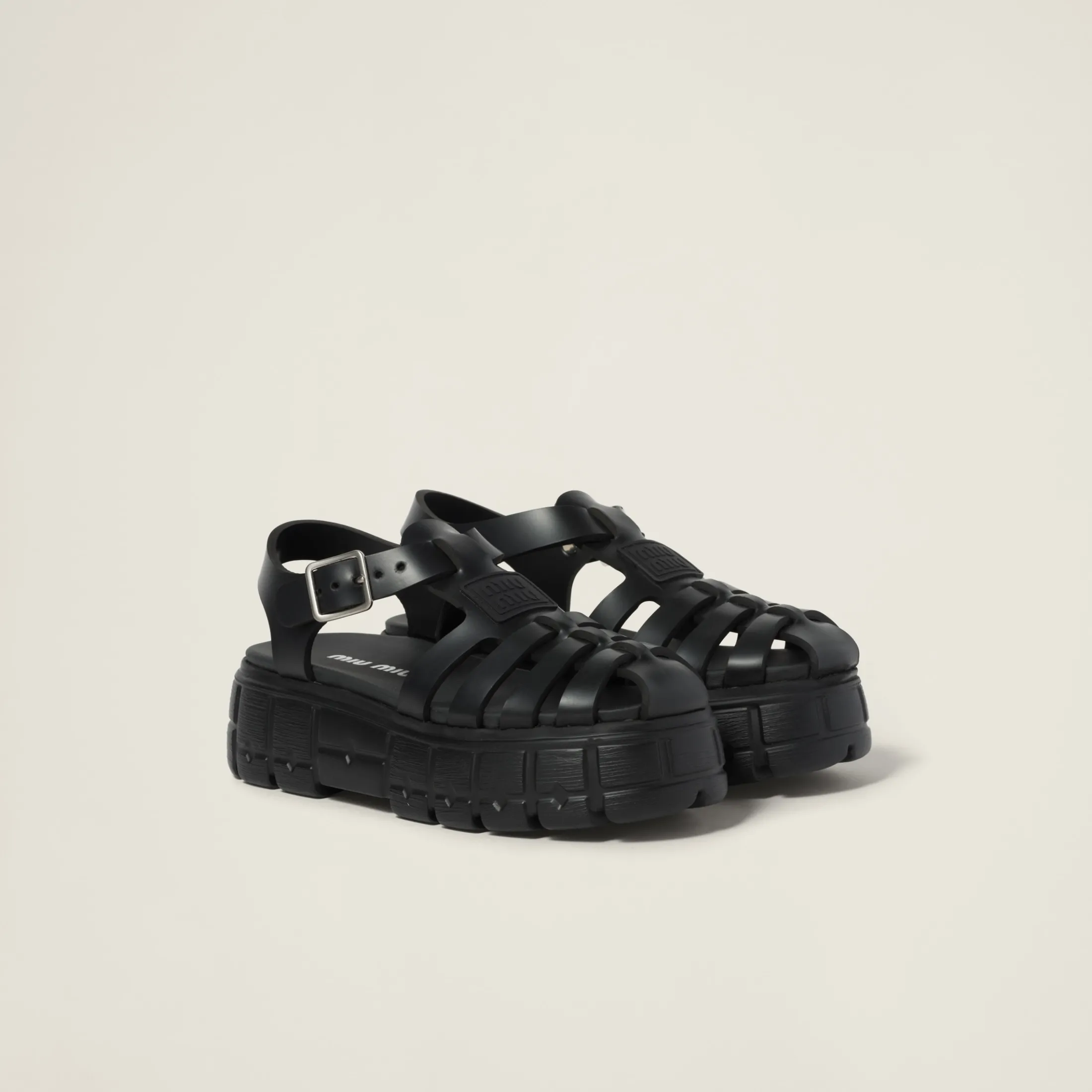 Black Eva Platform Cage Sandals | Miu Miu