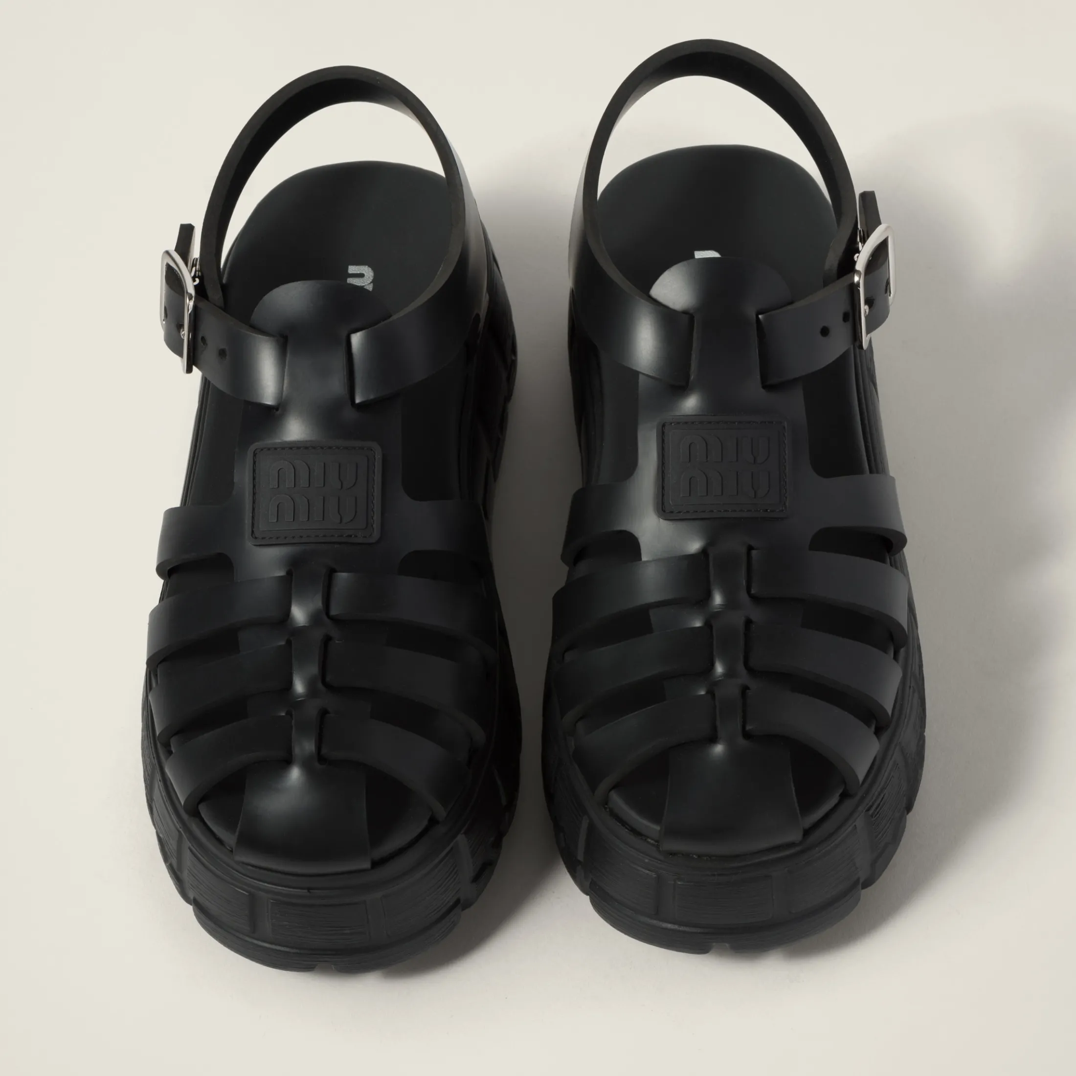 Black Eva Platform Cage Sandals | Miu Miu