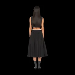 Black Full Technical Silk Skirt | Miu Miu