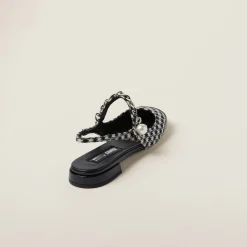Black Gingham Check And Patent Leather Slingback Ballerinas | Miu Miu