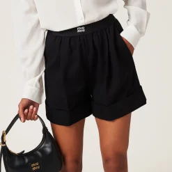 Black Grain De Poudre Bermudas | Miu Miu