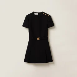 Black Grain De Poudre Mini-dress | Miu Miu