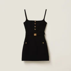 Black Grain De Poudre Mini-dress | Miu Miu