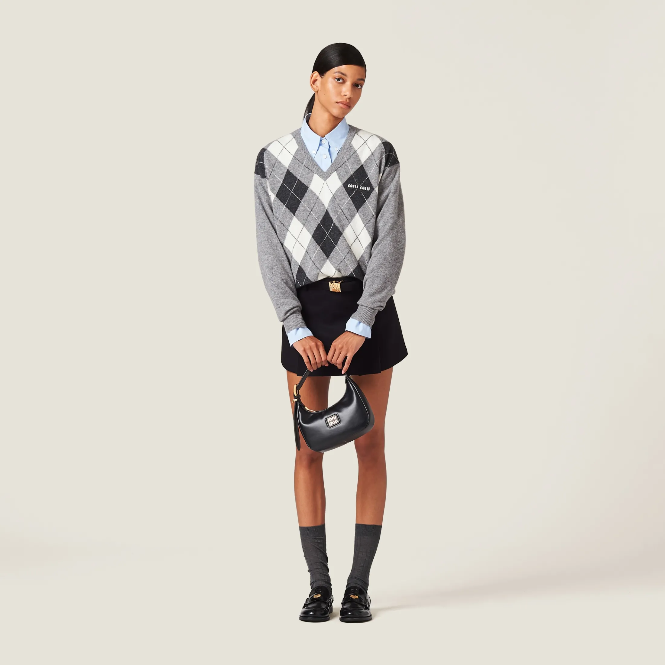 Black Grain De Poudre Miniskirt | Miu Miu