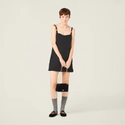Black Grain De Poudre Mini-dress | Miu Miu