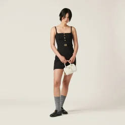 Black Grain De Poudre Mini-dress | Miu Miu