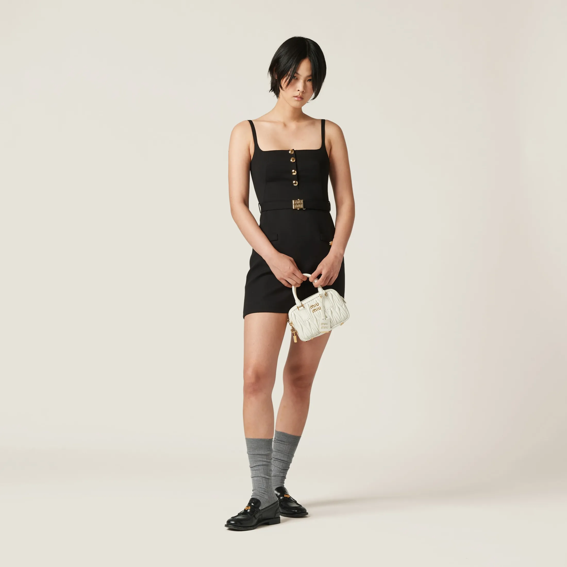 Black Grain De Poudre Mini-dress | Miu Miu