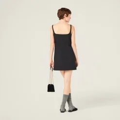Black Grain De Poudre Mini-dress | Miu Miu