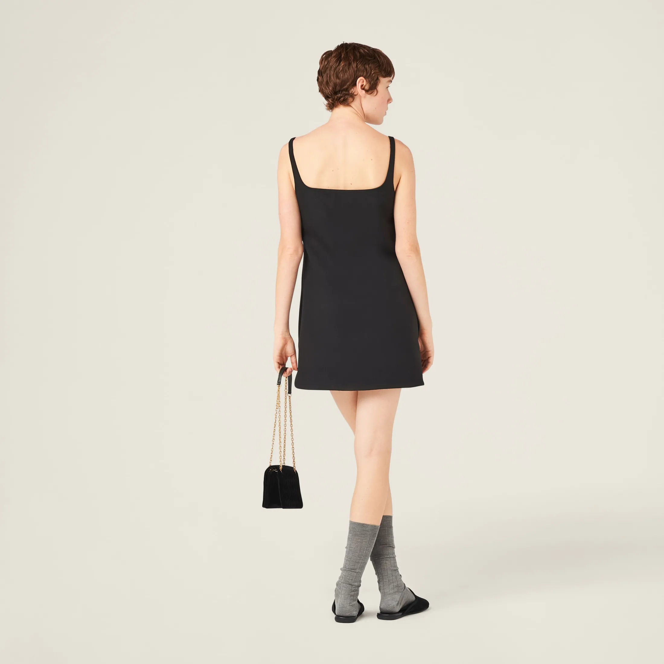 Black Grain De Poudre Mini-dress | Miu Miu