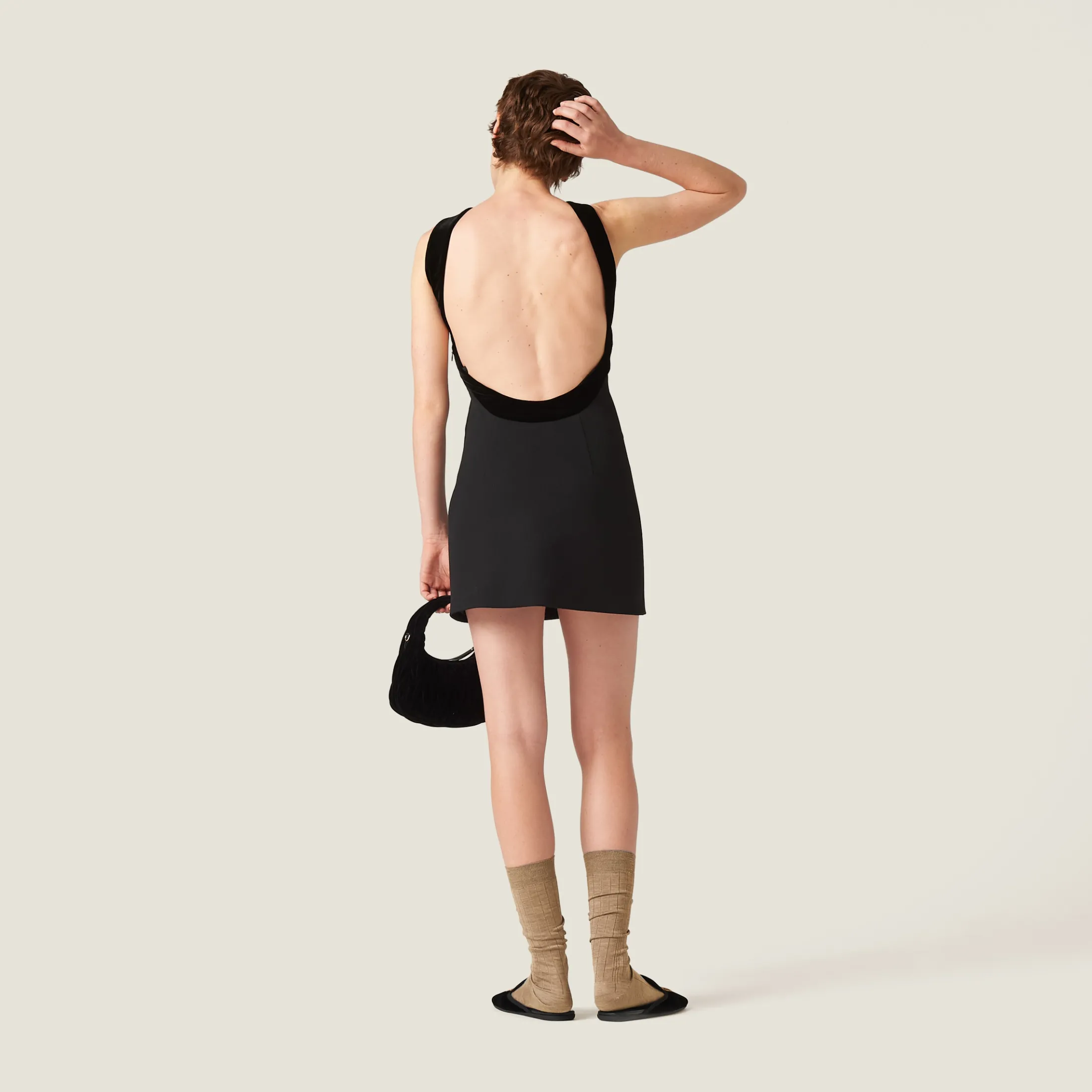 Black Grain De Poudre Mini-dress | Miu Miu