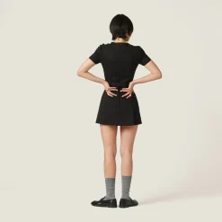 Black Grain De Poudre Mini-dress | Miu Miu