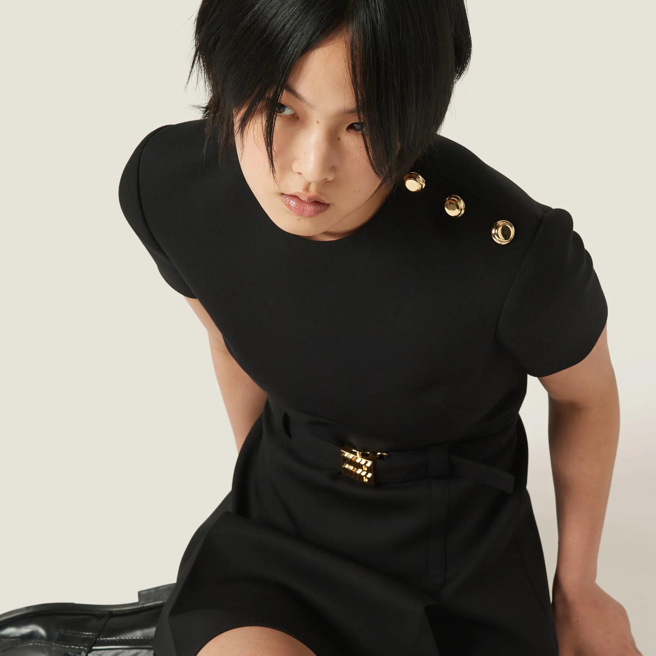 Black Grain De Poudre Mini-dress | Miu Miu