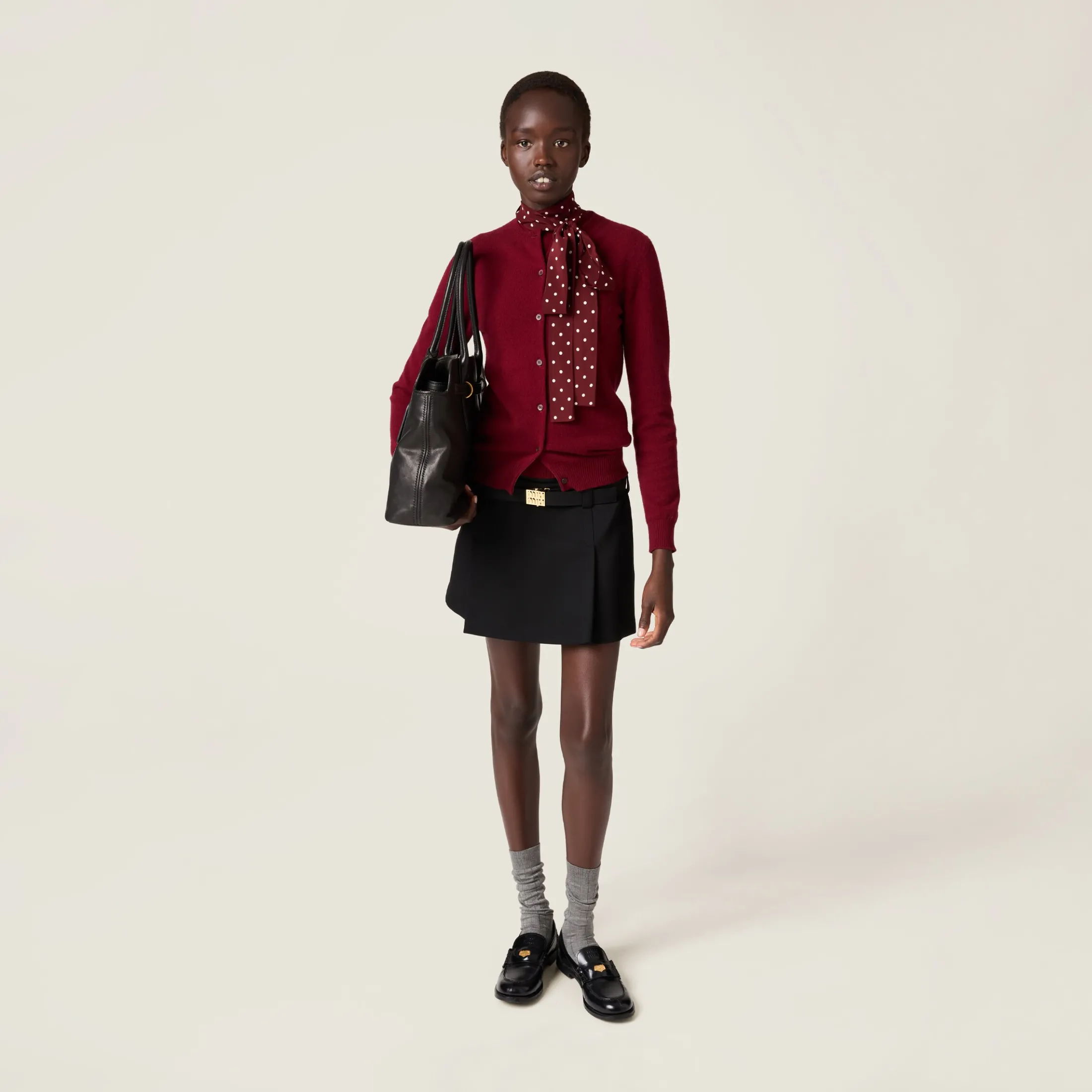 Black Grain De Poudre Miniskirt | Miu Miu
