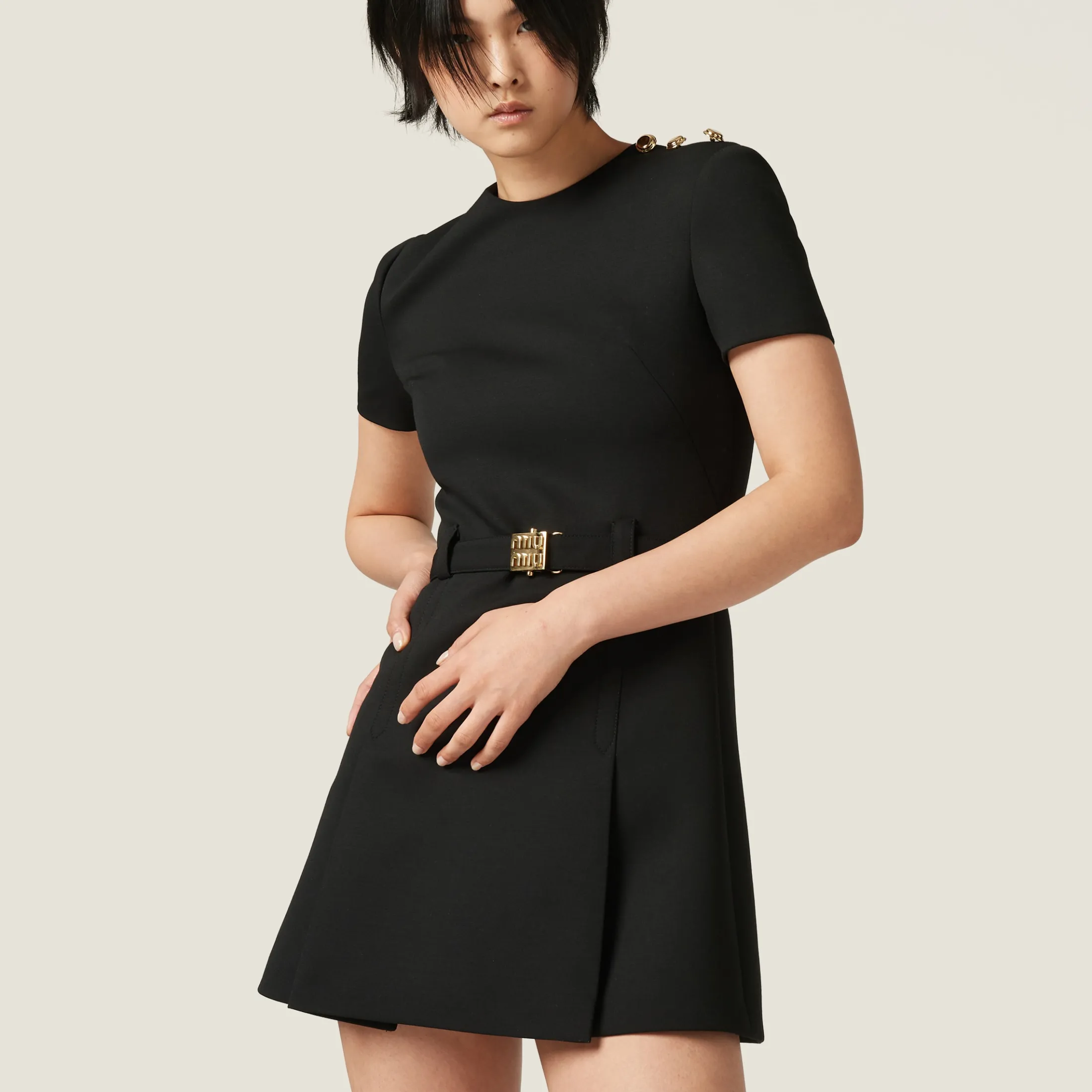 Black Grain De Poudre Mini-dress | Miu Miu