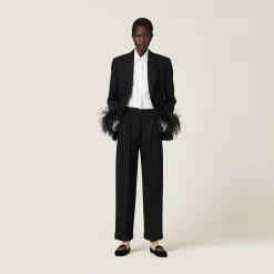 Black Grain De Poudre Pants | Miu Miu