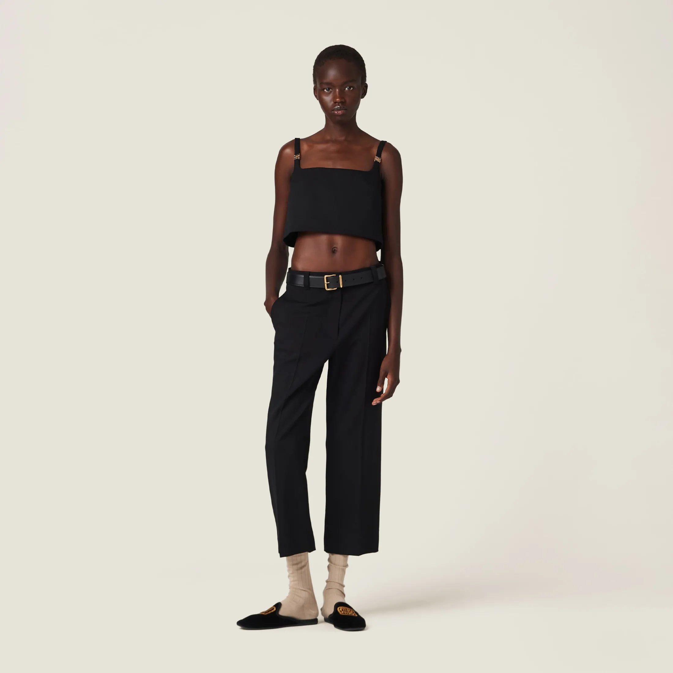 Black Grain De Poudre Pants | Miu Miu