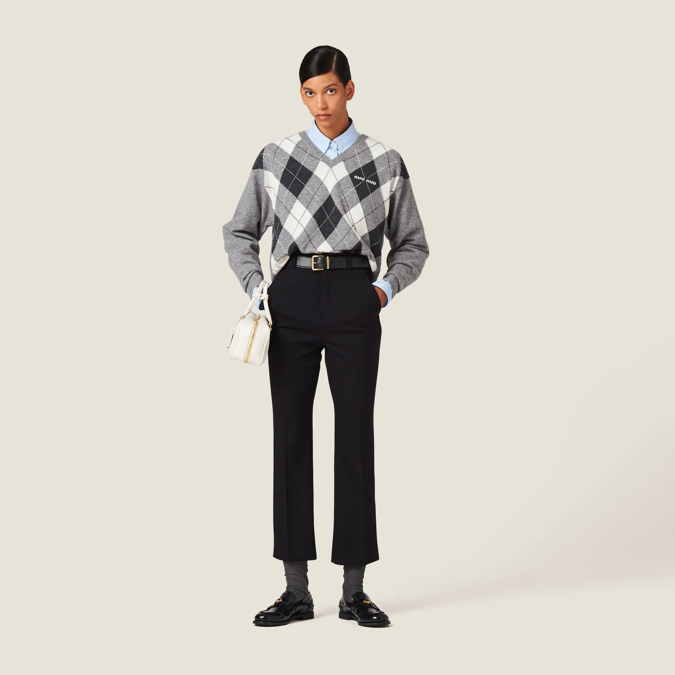 Black Grain De Poudre Pants | Miu Miu