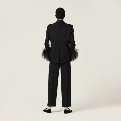 Black Grain De Poudre Pants | Miu Miu