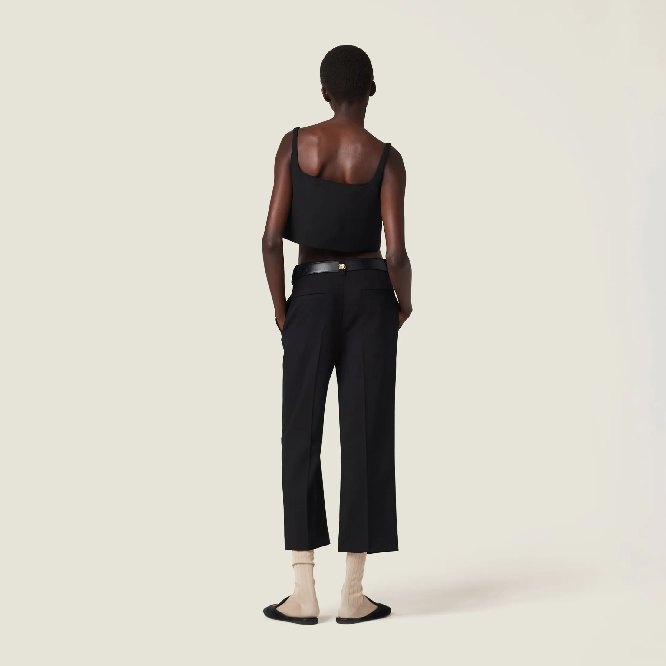 Black Grain De Poudre Pants | Miu Miu