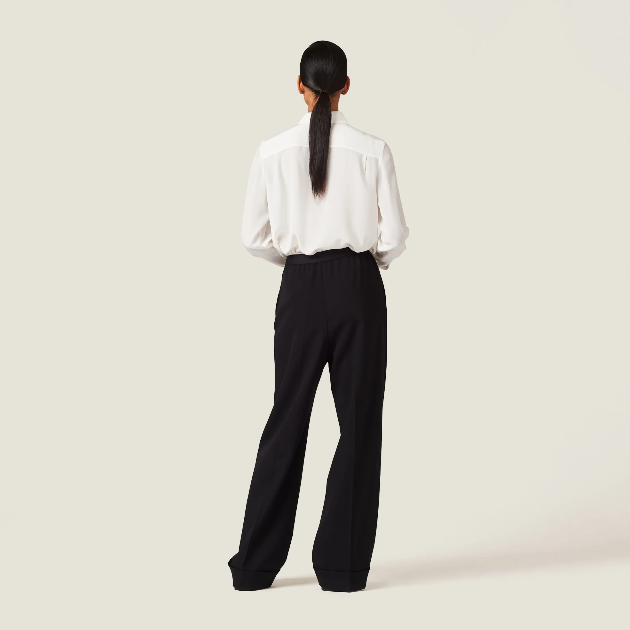 Black Grain De Poudre Pants | Miu Miu