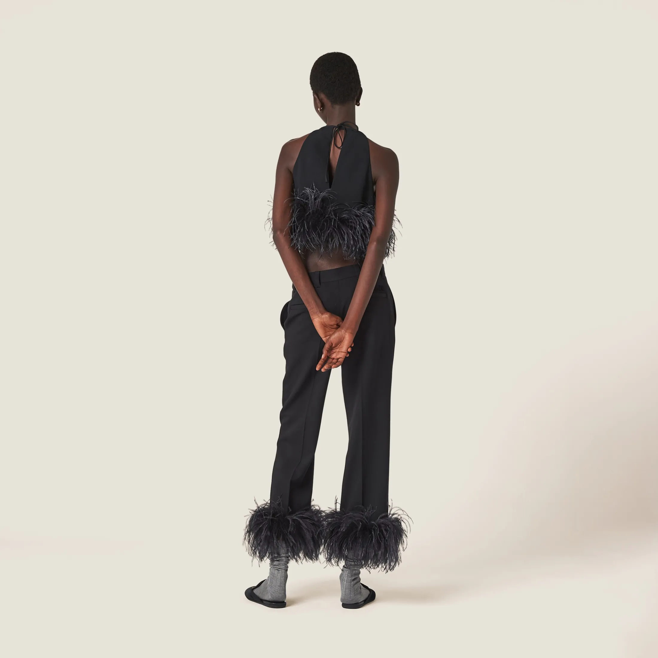 Black Grain De Poudre Pants | Miu Miu