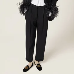 Black Grain De Poudre Pants | Miu Miu