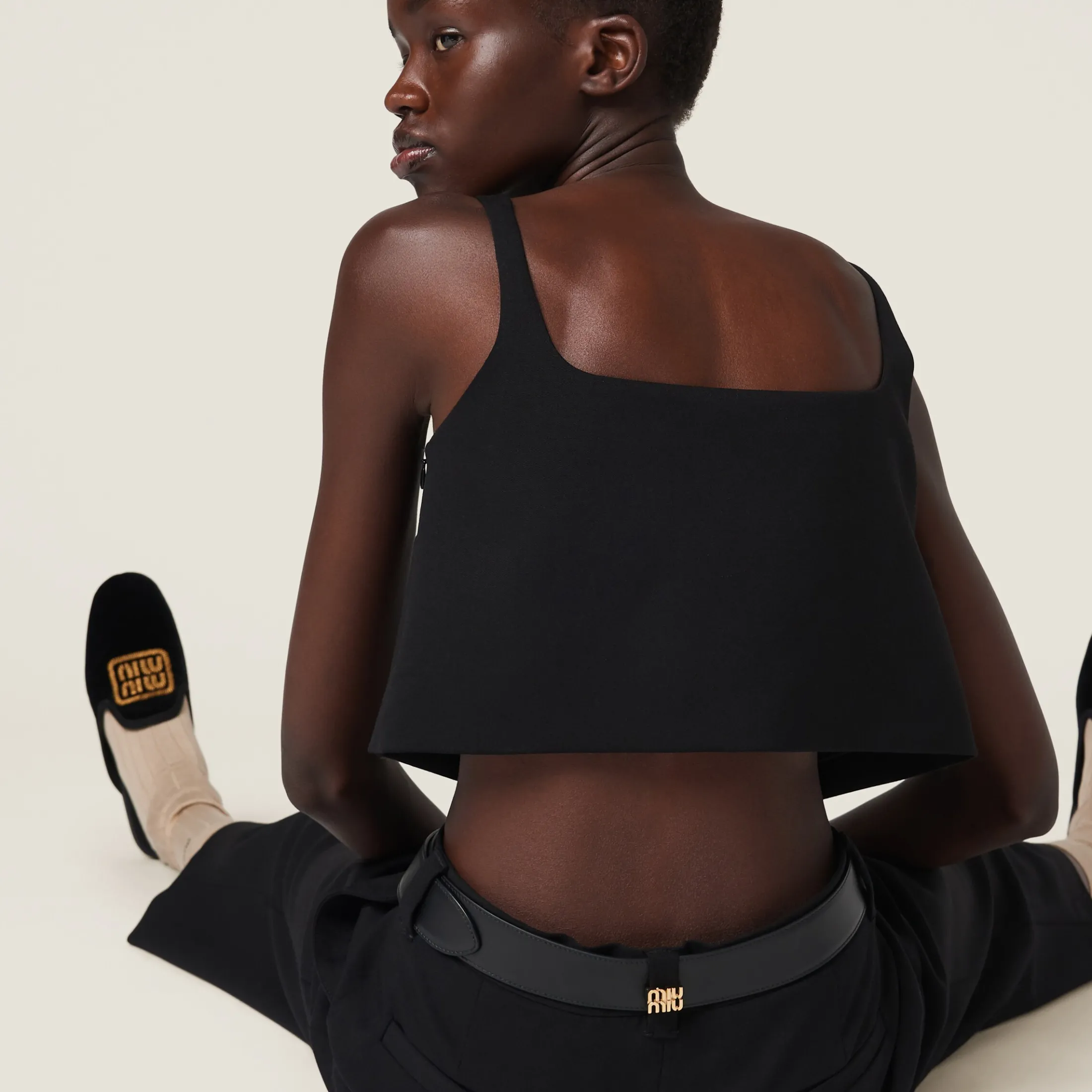 Black Grain De Poudre Pants | Miu Miu