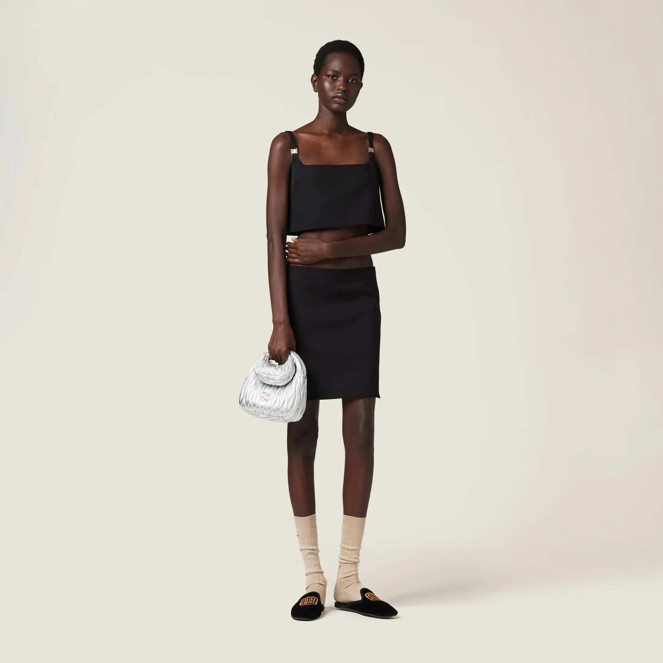 Black Grain De Poudre Skirt | Miu Miu