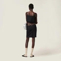 Black Grain De Poudre Skirt | Miu Miu