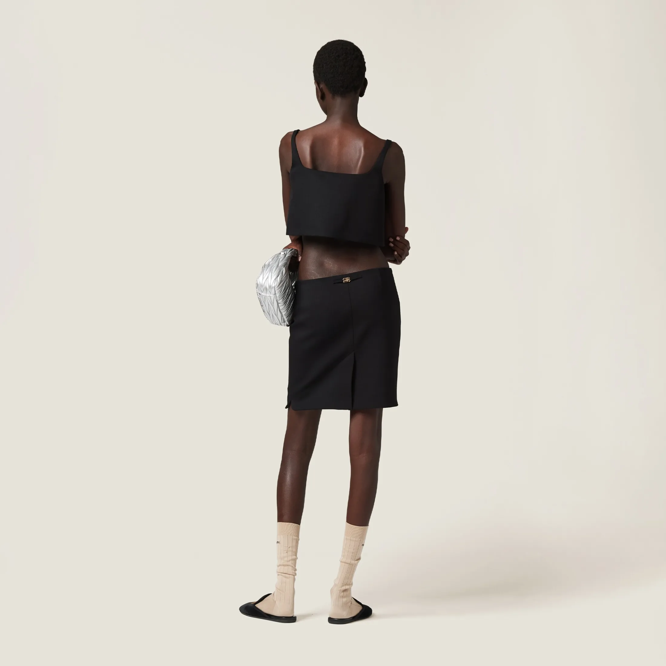 Black Grain De Poudre Skirt | Miu Miu