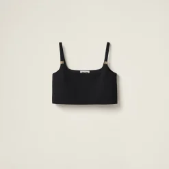 Black Grain De Poudre Top | Miu Miu