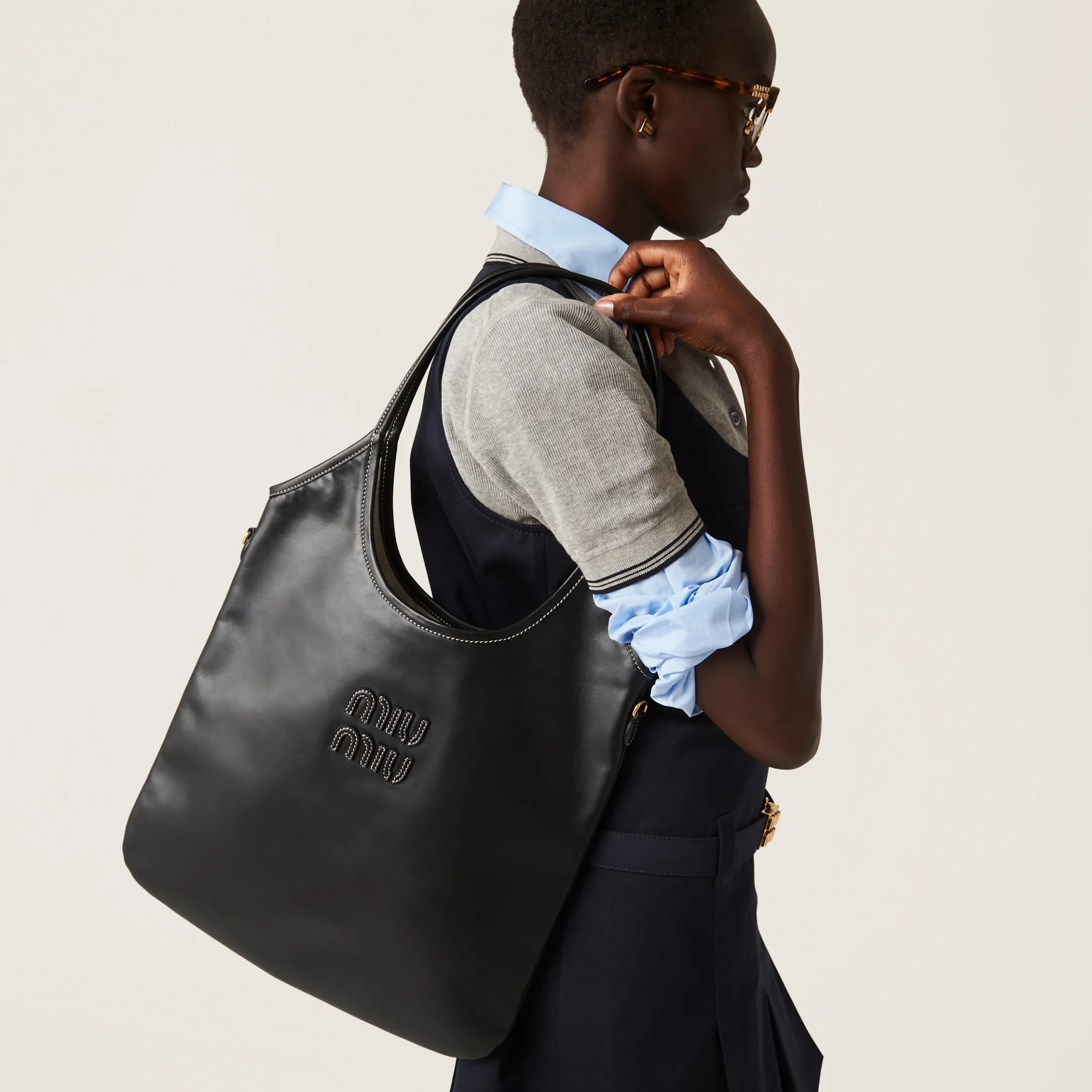 Black Ivy Leather Bag | Miu Miu