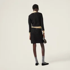 Black Lamé Crochet Cardigan | Miu Miu